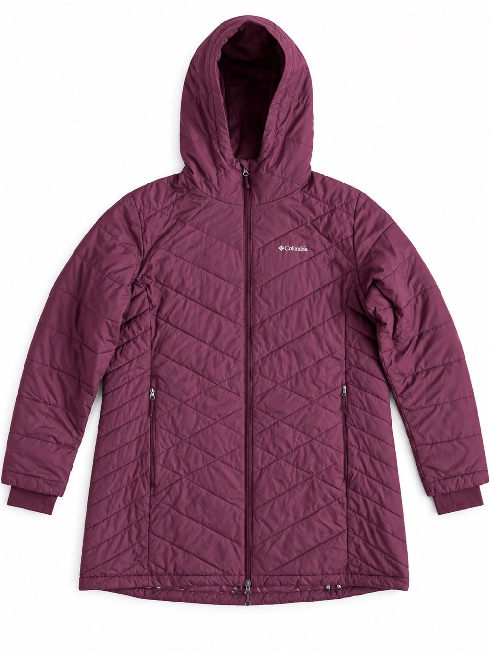 Columbia Heavenly Long Hooded Puffer Jacket Omni-Heat Winter Coat Purple 2X